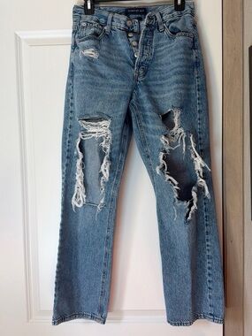Aeropostale Light Blue Distressed Straight Leg Jeans